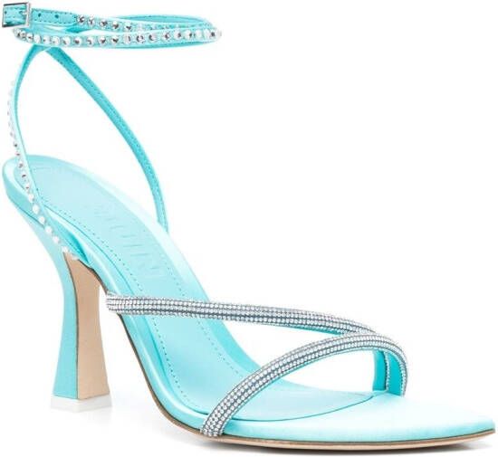 3juin crystal-embellished strappy leather sandals Blue