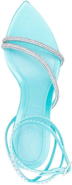 3juin crystal-embellished strappy leather sandals Blue