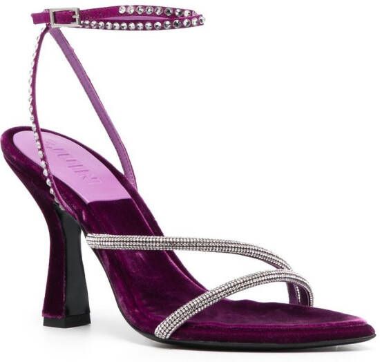 3juin crystal-strap velvet sandals Purple