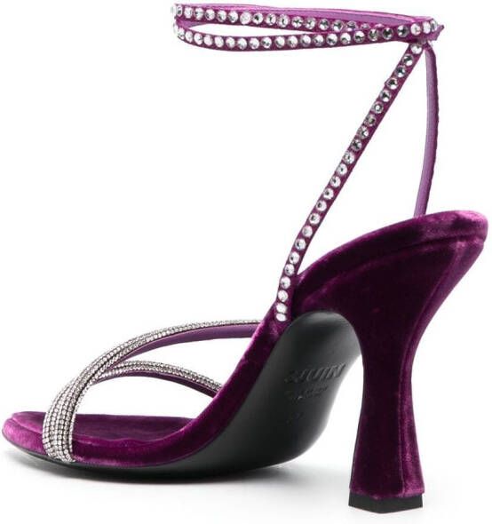 3juin crystal-strap velvet sandals Purple