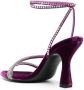 3juin crystal-strap velvet sandals Purple - Thumbnail 3