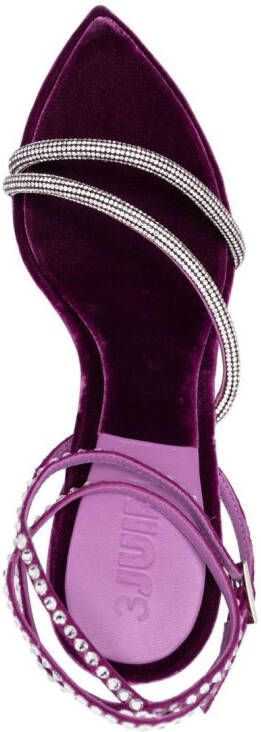 3juin crystal-strap velvet sandals Purple