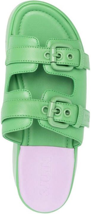 3juin double-buckle leather sandals Green