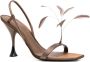 3juin Elettra 100mm feather-detail leather sandals Brown - Thumbnail 2