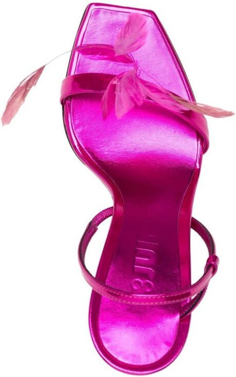 3juin feather-detail 110mm slingback sandals Pink