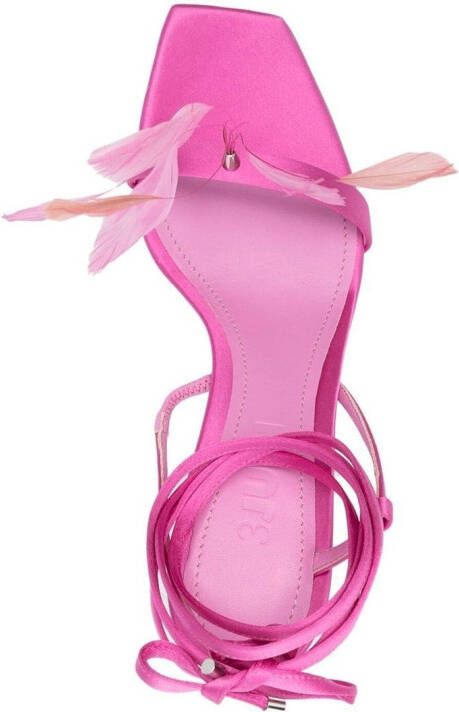 3juin Kimi 105mm feather-detail sandals Pink