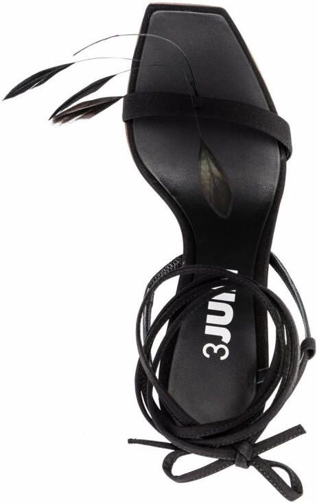 3juin Kimi 95mm feather-detail sandals Black