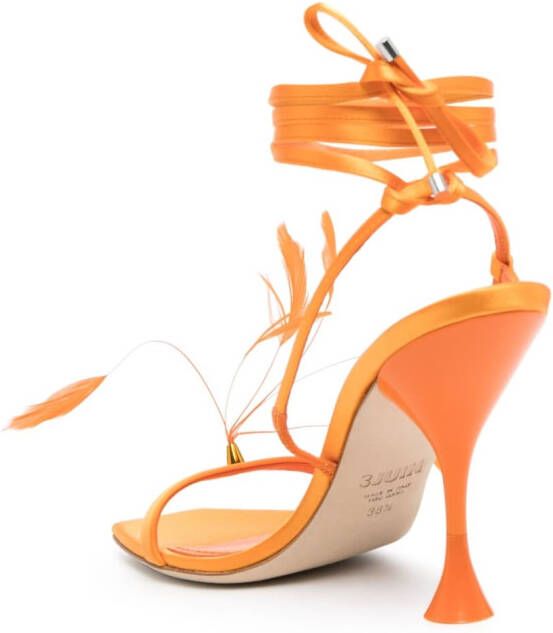 3juin Kimi feather satin sandals Orange
