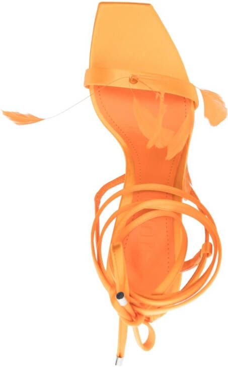 3juin Kimi feather satin sandals Orange
