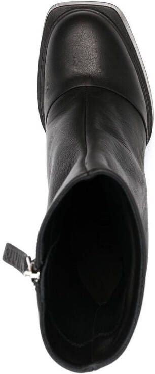 3juin logo-debossed platform ankle boots Black