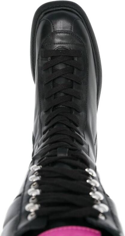 3juin logo-patch leather boots Black