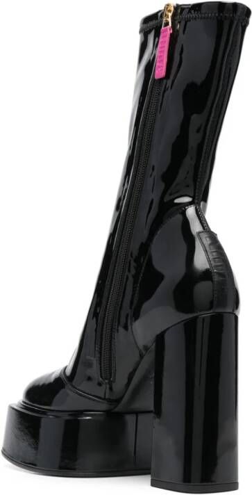 3juin Mila 120mm platform leather boots Black