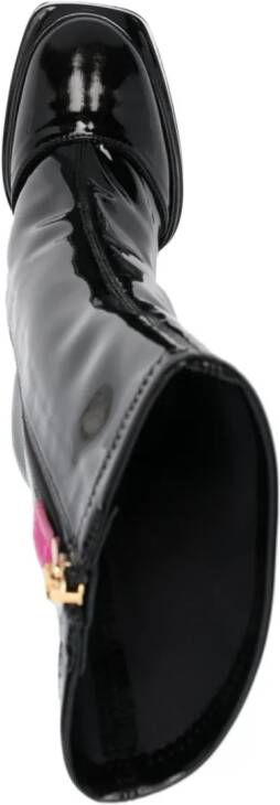 3juin Mila 120mm platform leather boots Black