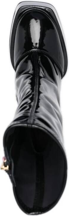 3juin Mila 140mm platform leather boots Black