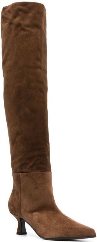 3juin pointed-toe 70mm leather boots Brown