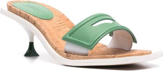3juin square-toe leather sandals Green