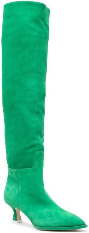 3juin suede pointed knee-length boots Green