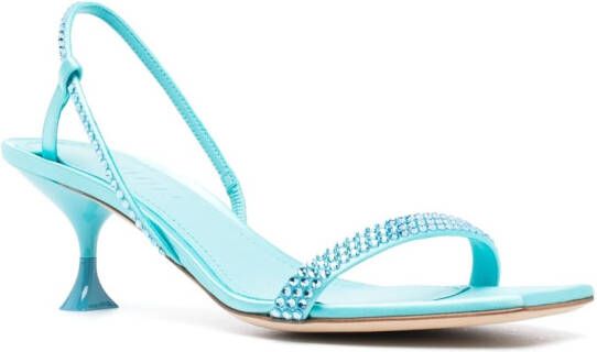 3juin Tami satin crystal-embellished sandals Blue