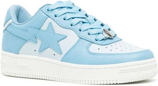 A BATHING APE logo-patch leather sneakers Blue