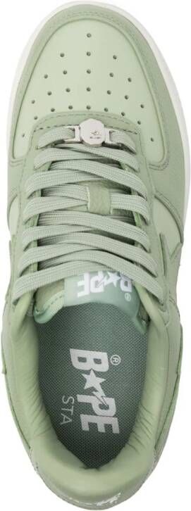 A BATHING APE logo-patch leather sneakers Green
