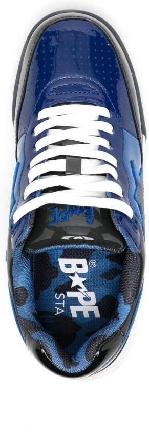 A BATHING APE patent-leather low-top sneakers Blue
