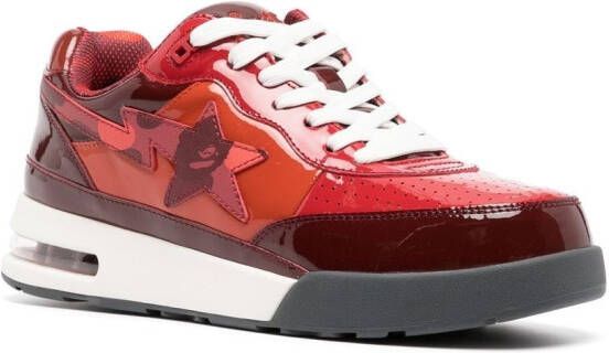 A BATHING APE patent-leather low-top sneakers Red