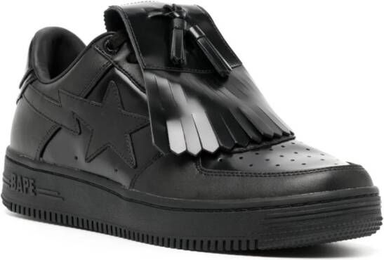 A BATHING APE quilt tassel leather sneakers Black