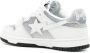 A BATHING APE star-appliqué faded leather sneakers White - Thumbnail 3