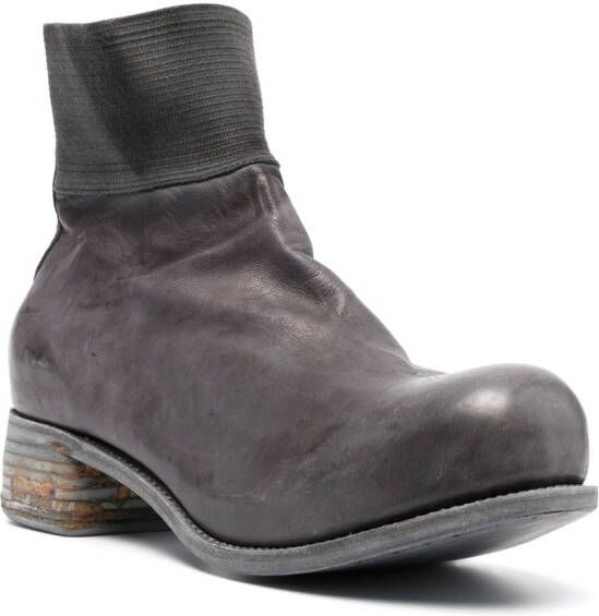 A Diciannoveventitre rear-zip leather ankle boots Grey
