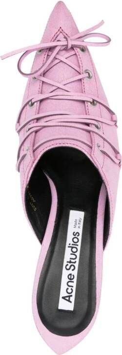 Acne Studios 60mm lace-up leather mules Pink