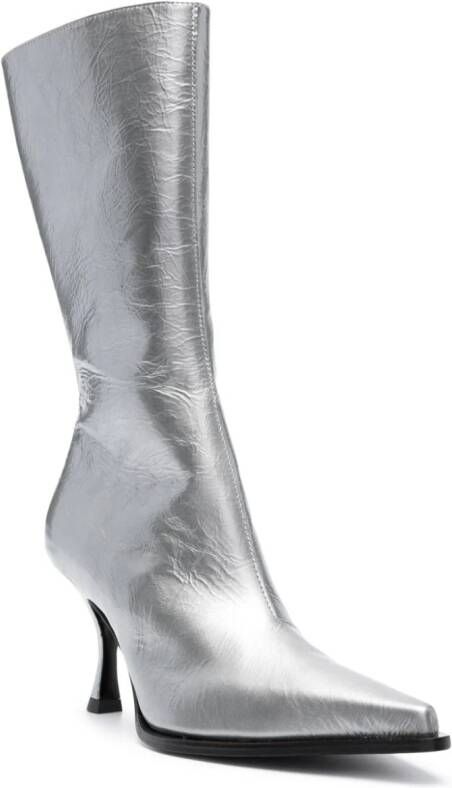 Acne Studios 85mm metallic leather boots Silver