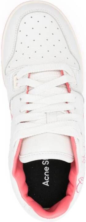 Acne Studios cracked-effect leather trainers White