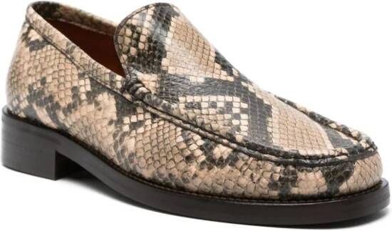 Acne Studios snakeskin-print leather loafers Brown