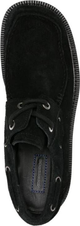 Ader Error square-toe leather boat shoes Black