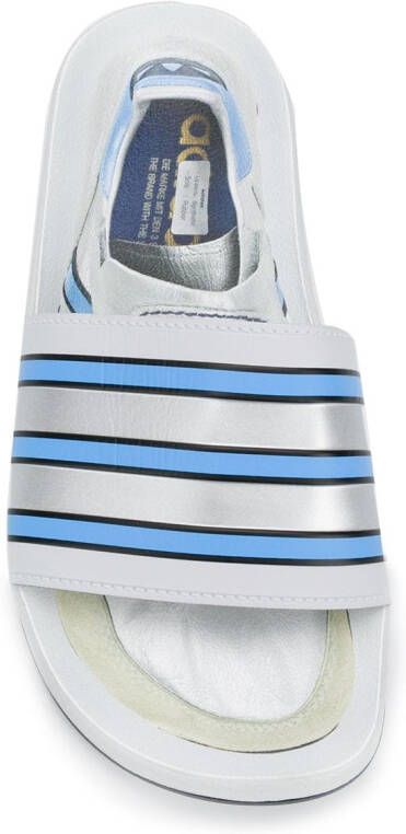 adidas Adilette stripe sliders Silver