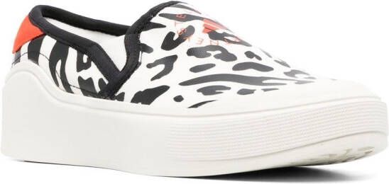 adidas by Stella McCartney leopard-print slip-on sneakers White