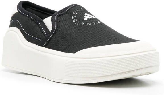 adidas by Stella McCartney logo-print slip-on sneakers Black