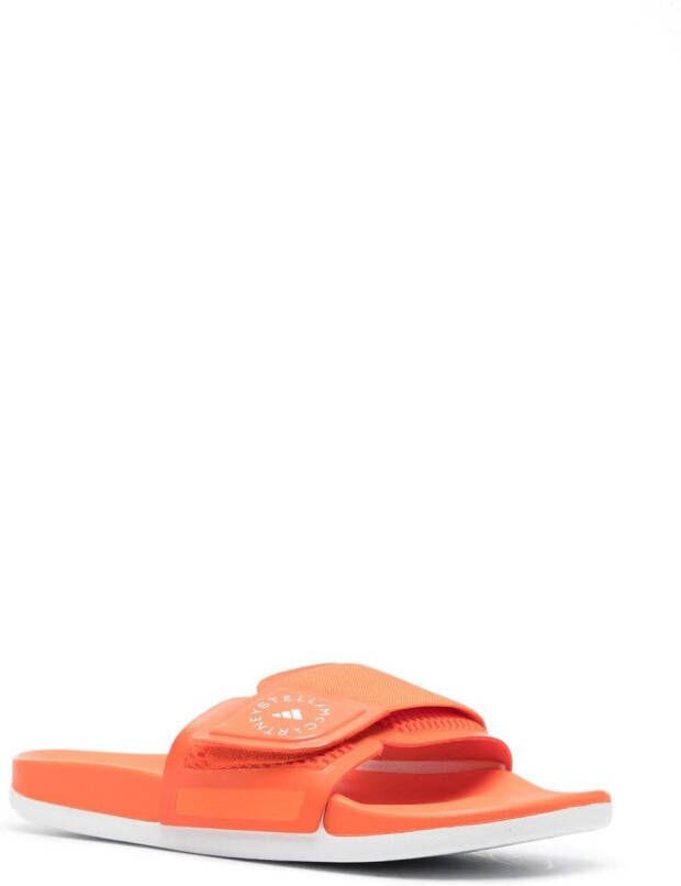 adidas by Stella McCartney logo-strap sliders Orange