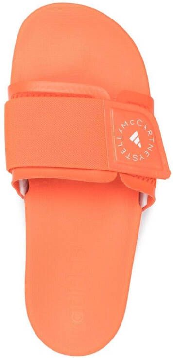 adidas by Stella McCartney logo-strap sliders Orange