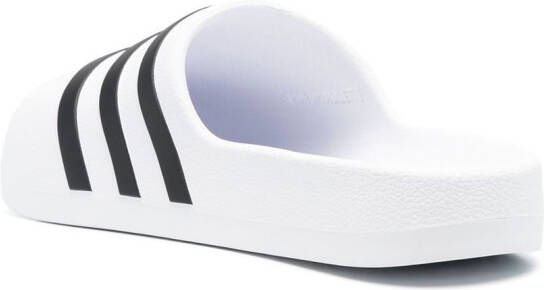 adidas embossed-logo stripe-detail slides White