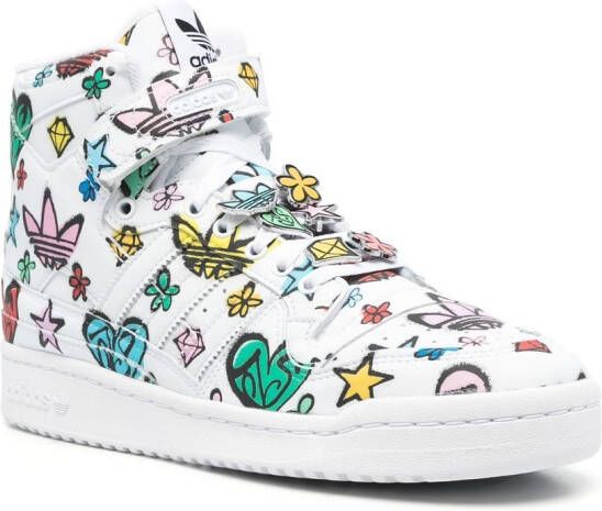 adidas graphic-print high-top sneakers White