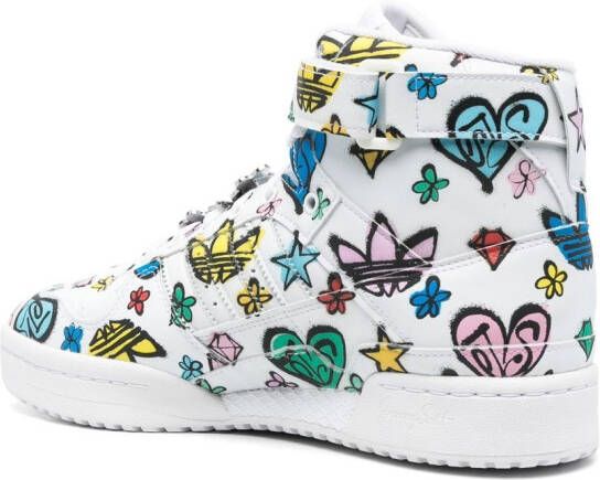 adidas graphic-print high-top sneakers White