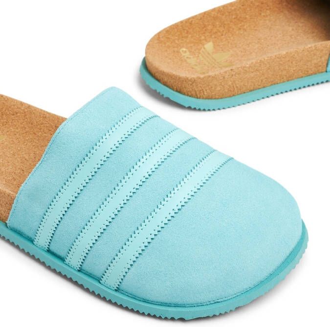 adidas round-toe slip-on slides Blue