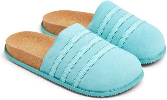 adidas round-toe slip-on slides Blue