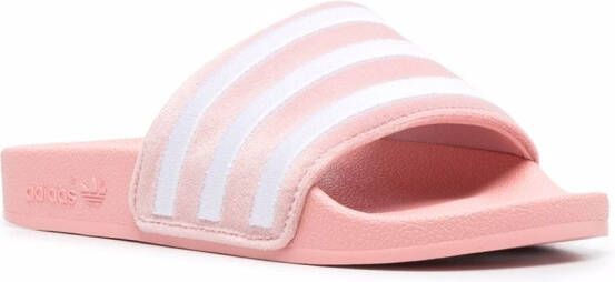 adidas stripe-print slides Pink