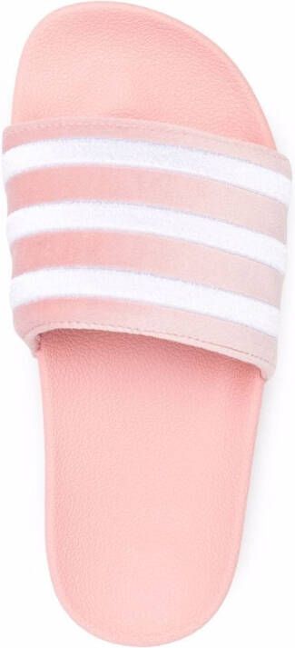 adidas stripe-print slides Pink