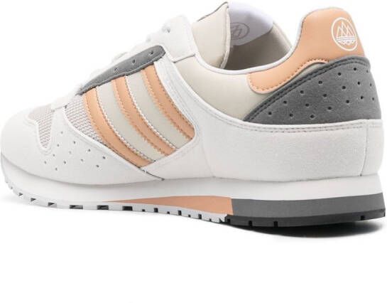 adidas three-stripe faux leather sneakers Grey