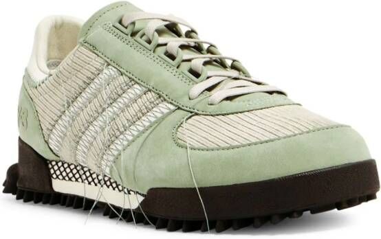 adidas Y-3 frayed lace-up sneakers Green