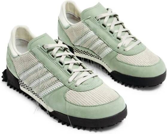 adidas Y-3 frayed lace-up sneakers Green