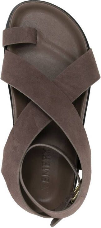 A.EMERY Jalen crossover-strap suede sandals Brown